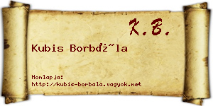 Kubis Borbála névjegykártya