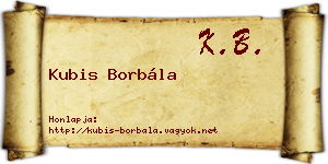 Kubis Borbála névjegykártya